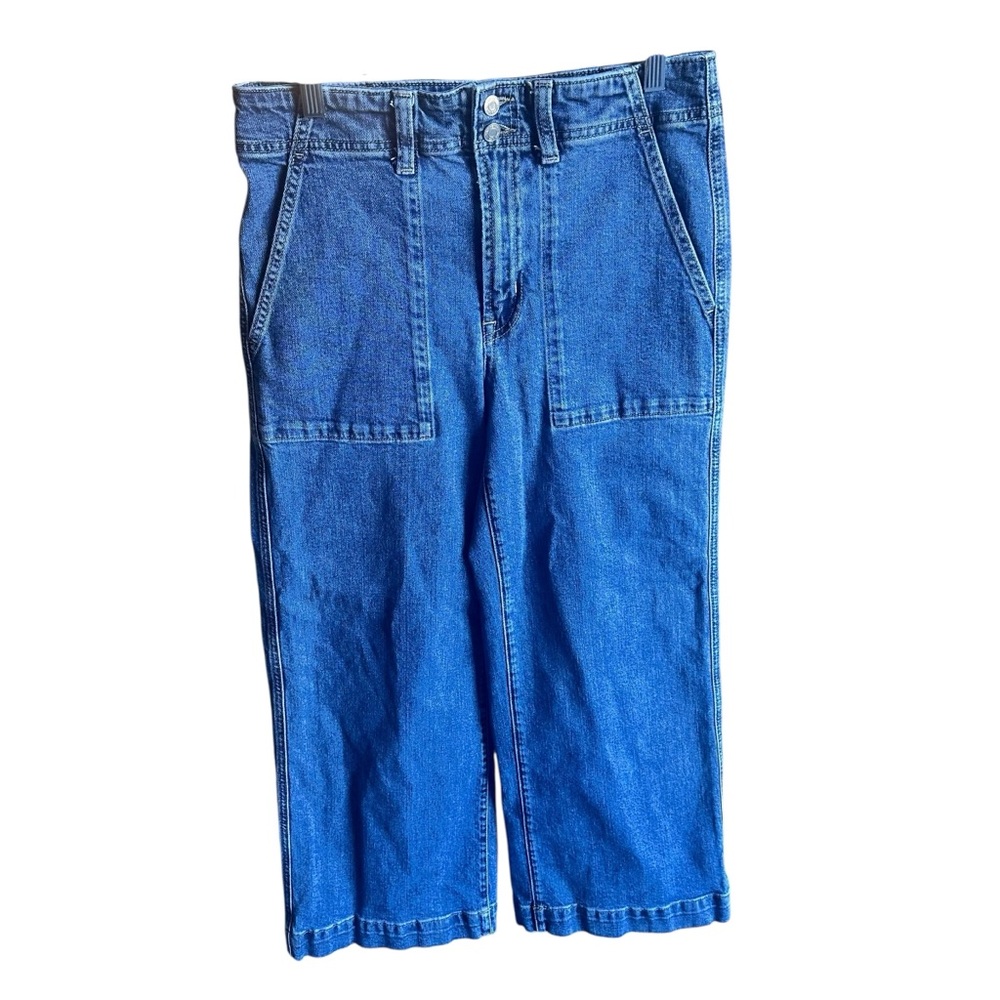 Gap Denim High Rise Wide Leg Cropped Jeans‎ Dark Wash Size 29